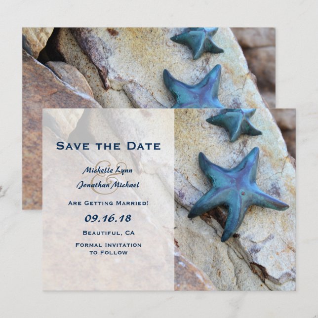 Invitation de mariage Starfish Beach Rocks Enregis (Devant / Derrière)