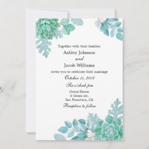 Invitation de mariage succulente. Invitation menth