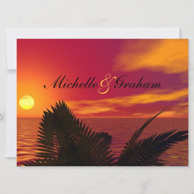 Invitation de mariage sur la plage à Sunrise (Devant)