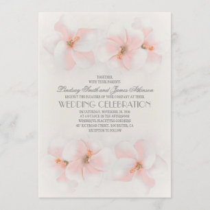 Invitation de mariage sur la plage avec fleurs ros