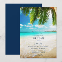Invitation de mariage sur la plage de l'île tropic