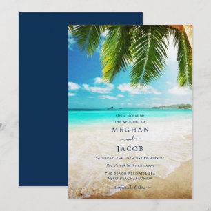 Invitation de mariage sur la plage de l'île tropic