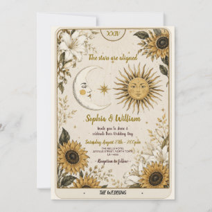 Invitation de mariage Tarot Lune Soleil Étoiles Am