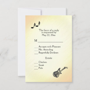 Invitation de mariage thème guitare jaune