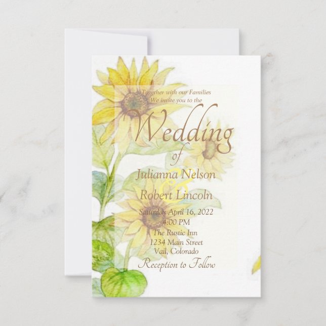 Invitation de mariage Tournesols (Devant)