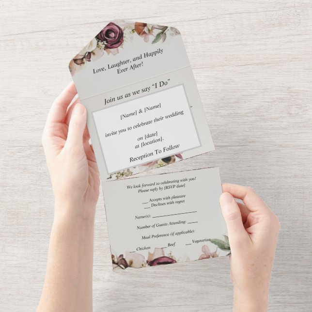 Invitation de mariage tout en un (Déchirure)