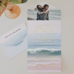 Invitation de mariage tout-en-un pour la plage de