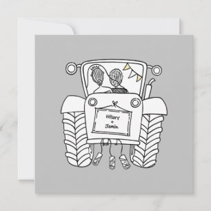 Invitation de mariage tracteur de campagne personn