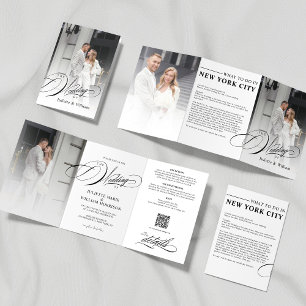Invitation de mariage triptyque photo élégante rom