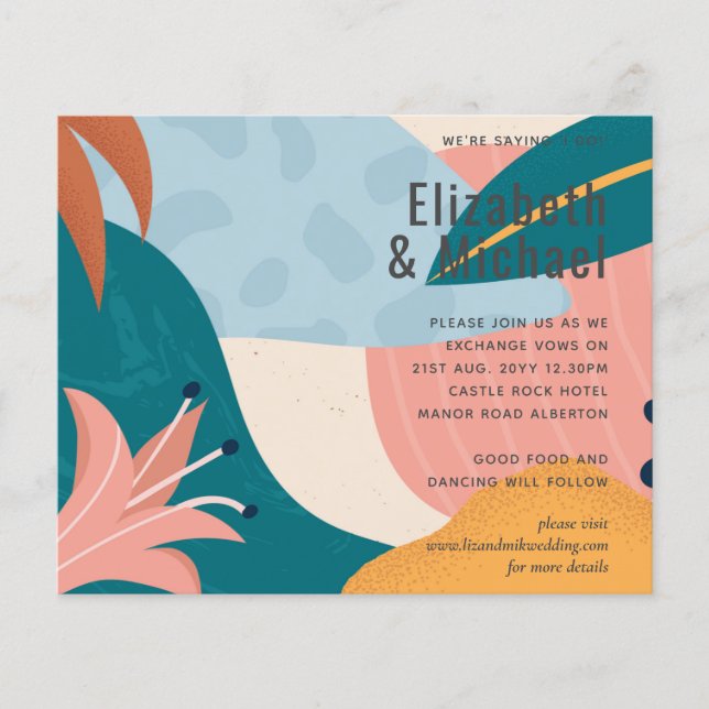 Invitation de mariage tropical des Feuilles Abstra (Devant)