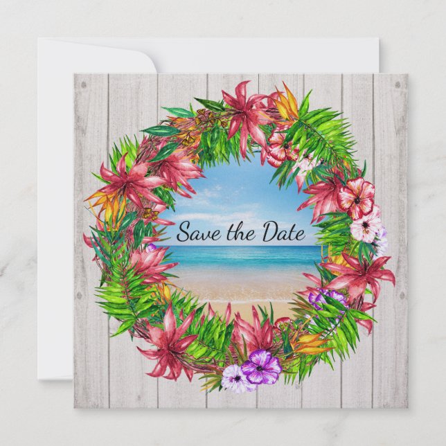 Invitation de mariage tropical fleuri joli (Devant)