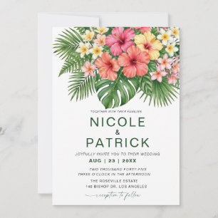 Invitation de mariage tropicale florale Hibiscus