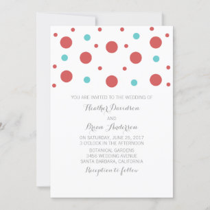 Invitation de mariage Turquoise rouge Confetti