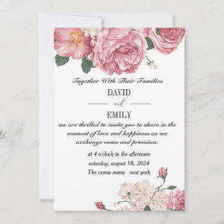 Invitation de mariage unique avec des roses rouges