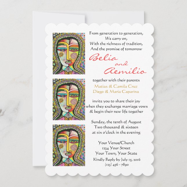 Invitation de mariage Vierge de Guadalupe MIRACLES (Devant)