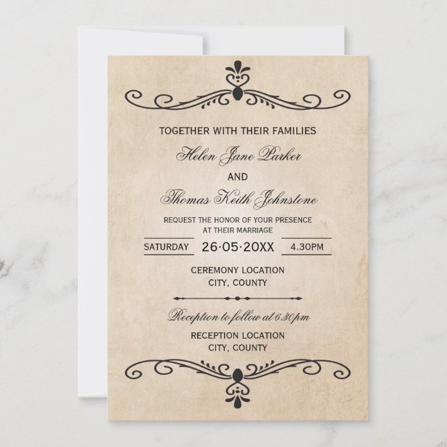 Invitation de mariage vintage (Devant)