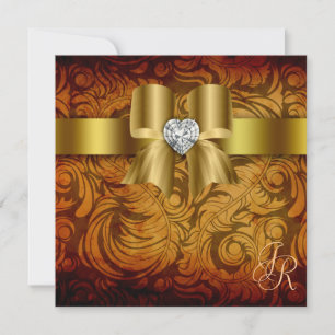 Invitation de mariage vintage Coeur Bow Automne