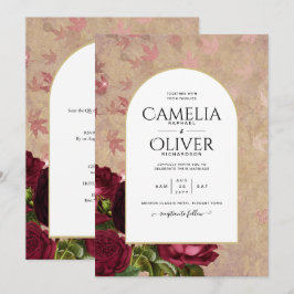 Invitation de mariage Vintage de roses rouges bota