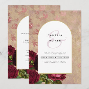 Invitation de mariage Vintage de roses rouges bota