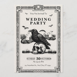 Invitation de mariage vintage noir et blanc