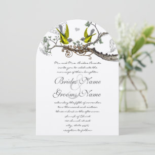 Invitation de mariage vintage oiseaux jaune et gri