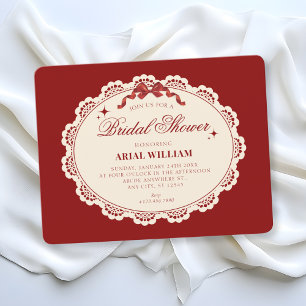 Invitation de mariage vintage rouge