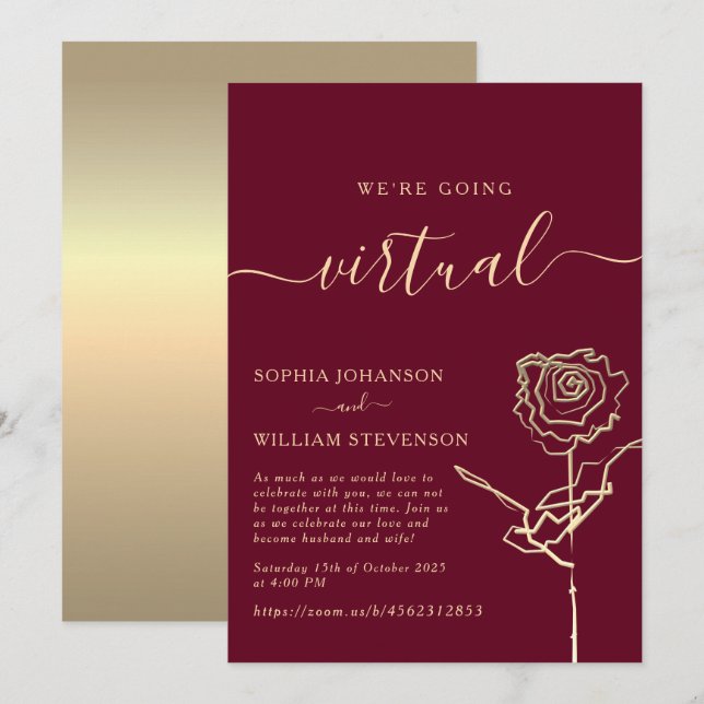 Invitation de mariage virtuelle (Devant / Derrière)