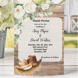Invitation de mariage western Country Cowboy