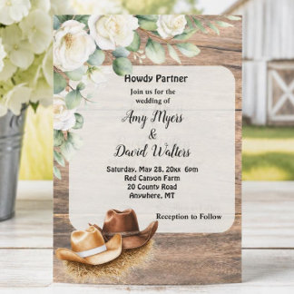Invitation de mariage western Country Cowboy