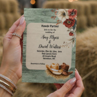 Invitation de mariage western Country Cowboy (roui