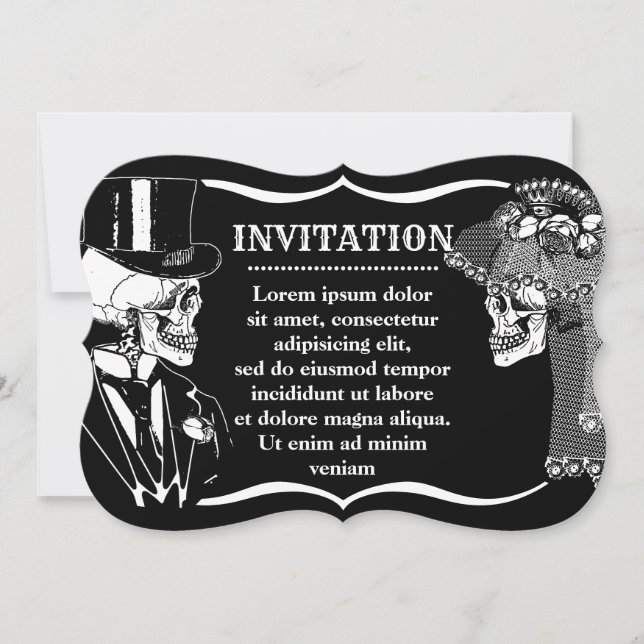 Invitation de mariés squelette et mariée (Devant)