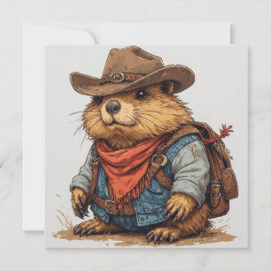 invitation de marmotte cowboy