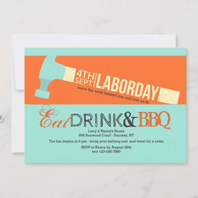 Invitation de marteau de fête du travail (Devant)