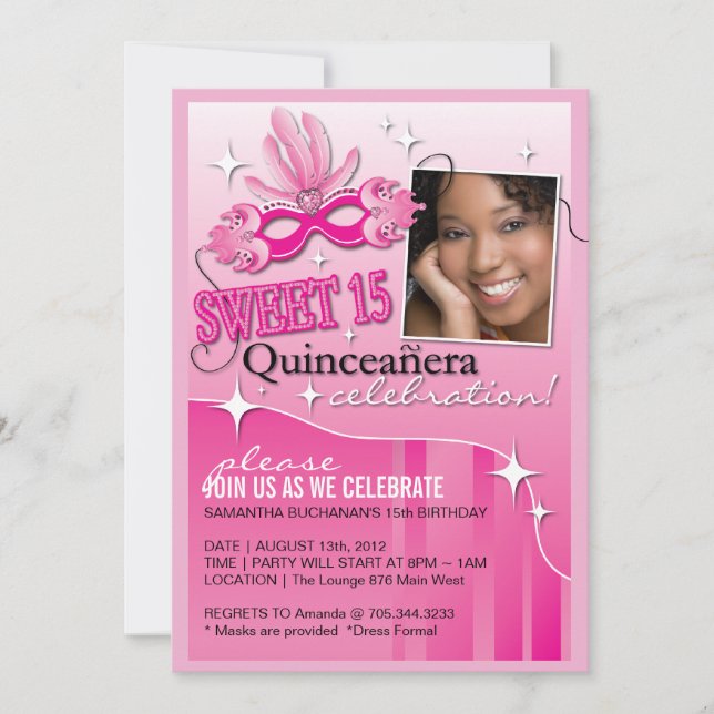 INVITATION DE MASCARADE DE QUINCEANERA (Devant)