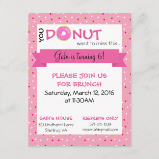 Invitation de matte d'anniversaire de Donut 4,25 p