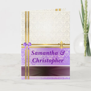 Invitation de Mauve et crème mariage damassé