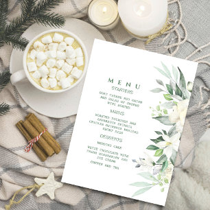 Invitation de menu floral blanc de verdure moderne
