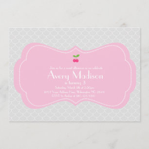 Invitation de merise moderne et - rose et gris