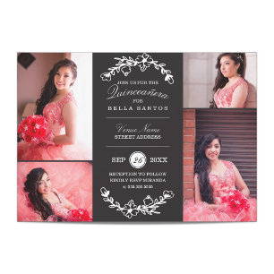 Invitation de Midnight Garden Quinceañera