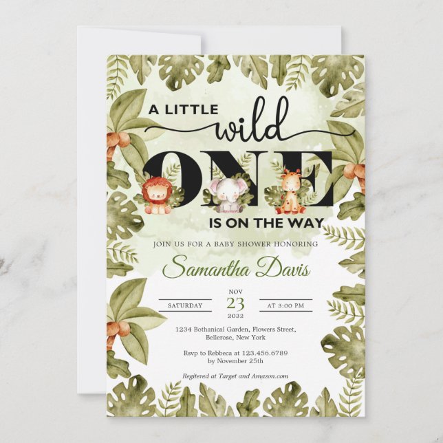 Invitation De mignons animaux safaris dans la jungle conduisa (Devant)