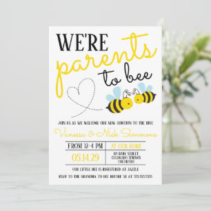 Invitation De mignons parents jaunes à être Baby shower