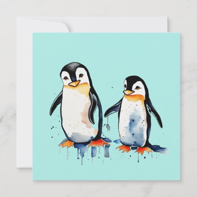 Invitation De mignons petits manchots (Devant)
