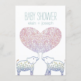 Invitation De mignons tonnes d'éléphant d'amour Baby shower n