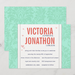 Invitation de Mint Mariage damassé moderne