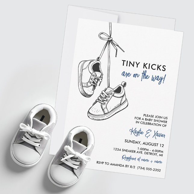 Invitation De minuscules coups de pied sont en chemin Baby sh (Tiny Kicks on the Way Baby Shower Sneaker Invitation | Sneaker Baby Shower)