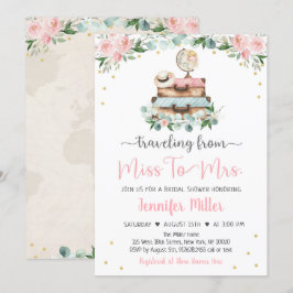 Invitation De Miss À Mme Pink Floral Fête des mariées Voyage
