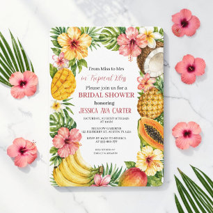 Invitation De Miss à Mrs Fête de Mariage Fruits Tropicaux