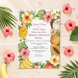 Invitation De Miss à Mrs Fête de Mariage Fruits Tropicaux
