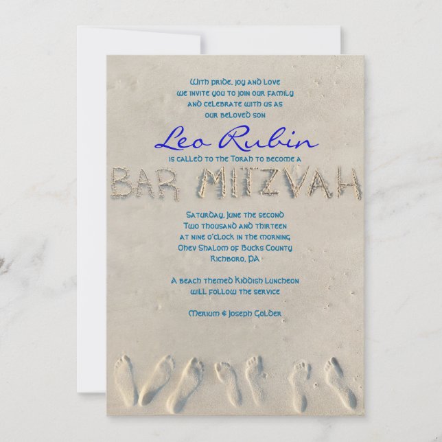Invitation de Mitzvah de barre de PLAGE (Devant)