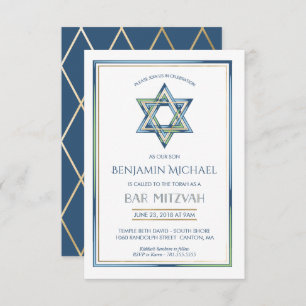 Invitation de Mitzvah de barre - étoile de David